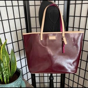 Coach Park Metro Red, Pink & Tan Leather Large Tote